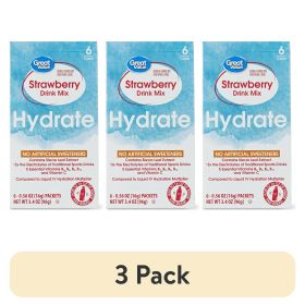 (3 pack) Strawberry Hydration Powdered Liquid Drink Mix, 0.56 oz, 6 Packets