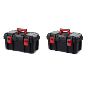 16-inch Toolbox, Plastic Tool and Hardware Storage, Black (Color: 2 Pack)