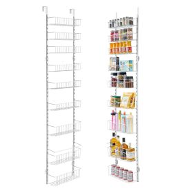 9-Tier Over the Door Pantry Organizer Hanging Storage Rack Adjustable Kitchen (Color: White, Number of Layers: 9)